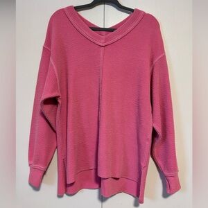 Aerie Vibrant Pink V-Neck Sweater